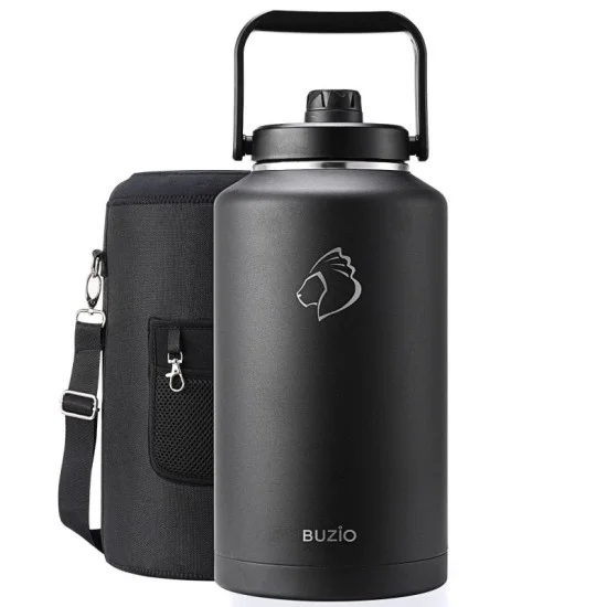 Buzio Rock Series 2 Gallon Jug with Spout Lid and Sleeve 7.5L - Black